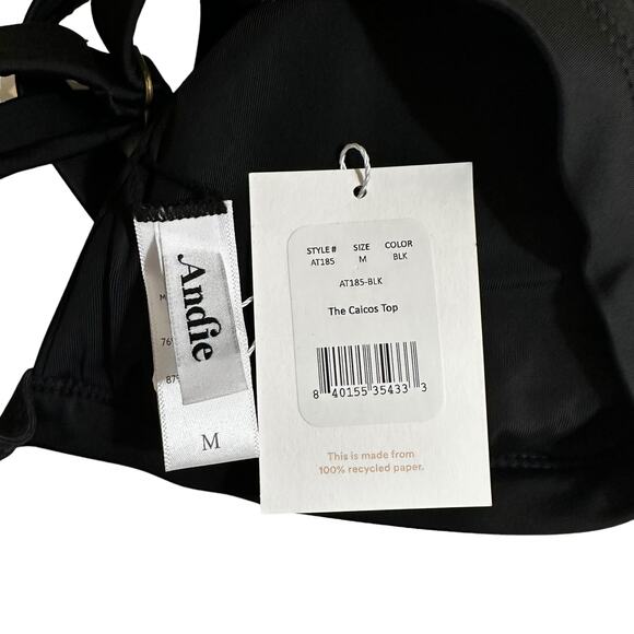 NWT Andie Swim The Caicos Bikini Top Black Size Medium Beach Pool Resort Travel - Picture 7 of 7